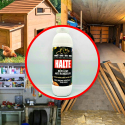La poudre répulsive HALTE peut être utilisée dans les greniers, combles, garages, ateliers, entrepôts, poulaillers, etc.