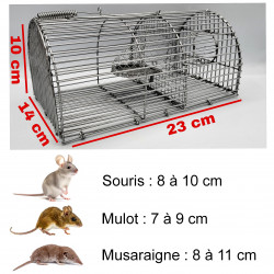 Taille de la nasse à souris rectangulaire et gabarit des rongeurs ciblés