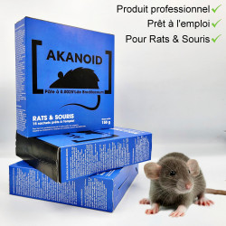 Lot de 3 boites de 15 pâtes raticides AKANOID pour rats et souris