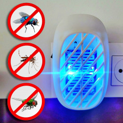 Prise UV LED électrique anti insectes volants mouches, moucherons, moustiques, mites