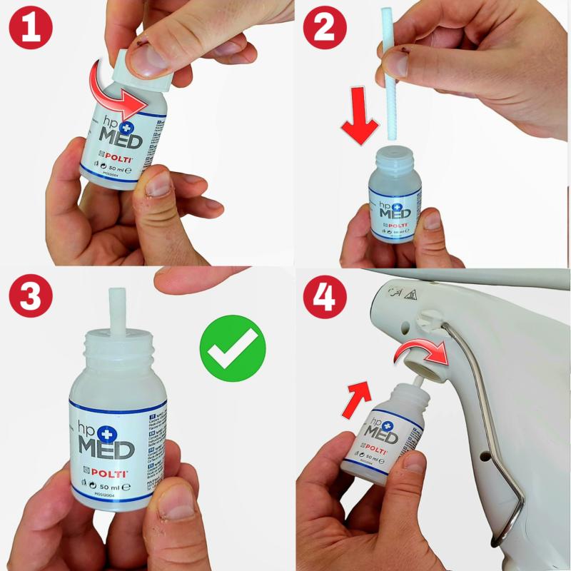 POLTI HPMed - Désinfectant Et Détergent Pour Nettoyeur Vapeur - 2 Flacons De 50 Ml - Compatible Vaporetto, Lecoaspira