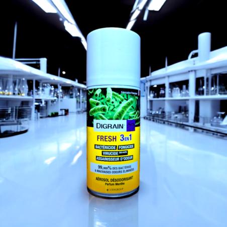 Digrain Fresh 3 en 1, spray aérosol anti odeur & désinfectant (150 ml)