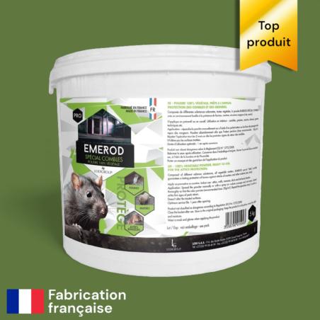 EMEROD 5 KG, répulsif anti souris, rat & fouine en poudre, pour combles & grenier