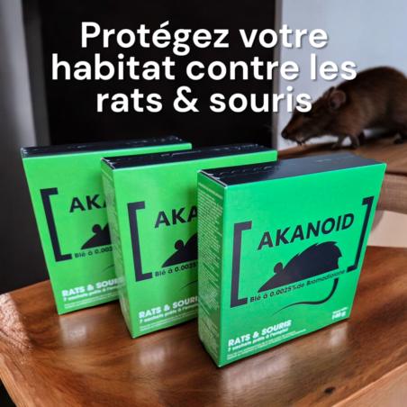 Blé empoisonné pour rongeurs AKANOID (lot de 3 boites de 140g)