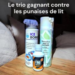 Pack essentiel anti punaises de lit contenant le FINA CONCENTRE, le DIATOZEN et la ICEBOMB