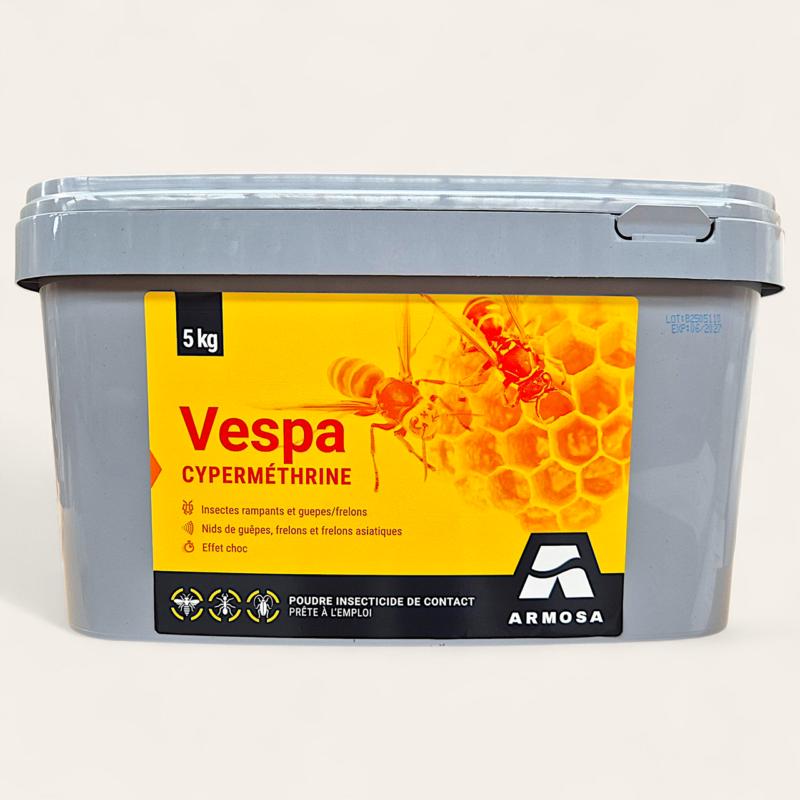 Seau de 5 kg de poudre insecticide VESPA pour nid de guêpes et frelons