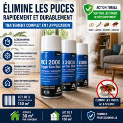 Lot de 3 fumigènes anti puces RCI FOGGER 2000 avec régulateur de croissance intégré