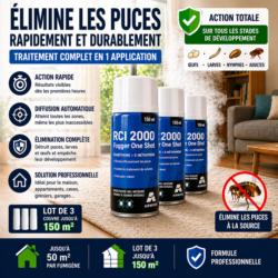 fumigène anti puces RCI 2000 fogger traitement maison 50 m2 élimination rapide et durable