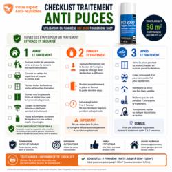checklist traitement puces maison utilisation fumigène RCI 2000 étapes avant pendant après