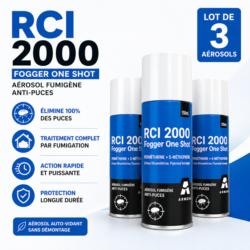 fumigene anti puces RCI 2000 fogger lot de 3 aerosols traitement puces maison efficace