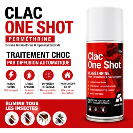 Clac "one shot" 150ml, insecticide aérosol anti insectes rampants & volants