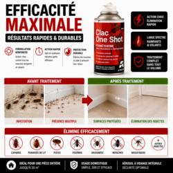 efficacite fogger clac one shot elimination insectes avant apres traitement maison cafards puces punaises resultat rapide