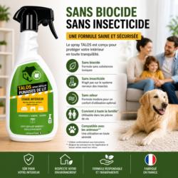 répulsif punaise de lit Talos sans biocide sans insecticide utilisation intérieure sûre famille animaux