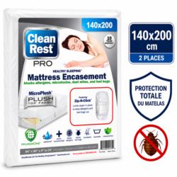 housse anti punaise de lit 140x200 clean rest protection matelas anti punaises fermeture zip securisee