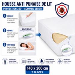 comment fonctionne housse anti punaise de lit zip n click fermeture securisee protection matelas 140x200