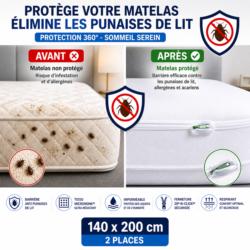 avant apres housse anti punaise de lit matelas protection infestation punaises fermeture zip n click 140x200