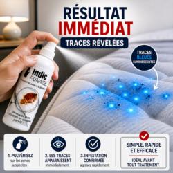 spray revelateur punaise de lit indic utilisation matelas traces bleues detection infestation resultat immediat