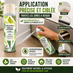 application terre de diatomee punaise de lit spray diatozen plinthes matelas sommier traitement naturel