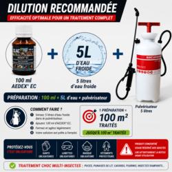 dilution insecticide aedex ec 100ml 5 litres eau pulverisateur traitement 100m2