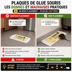 plaque glue souris bon emplacement vs mauvais placement piege colle efficace le long des murs