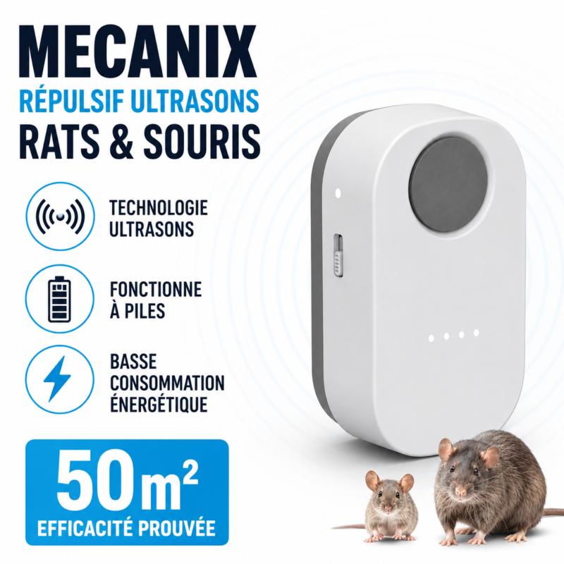 repulsif ultrason rats souris 50m2 mecanix