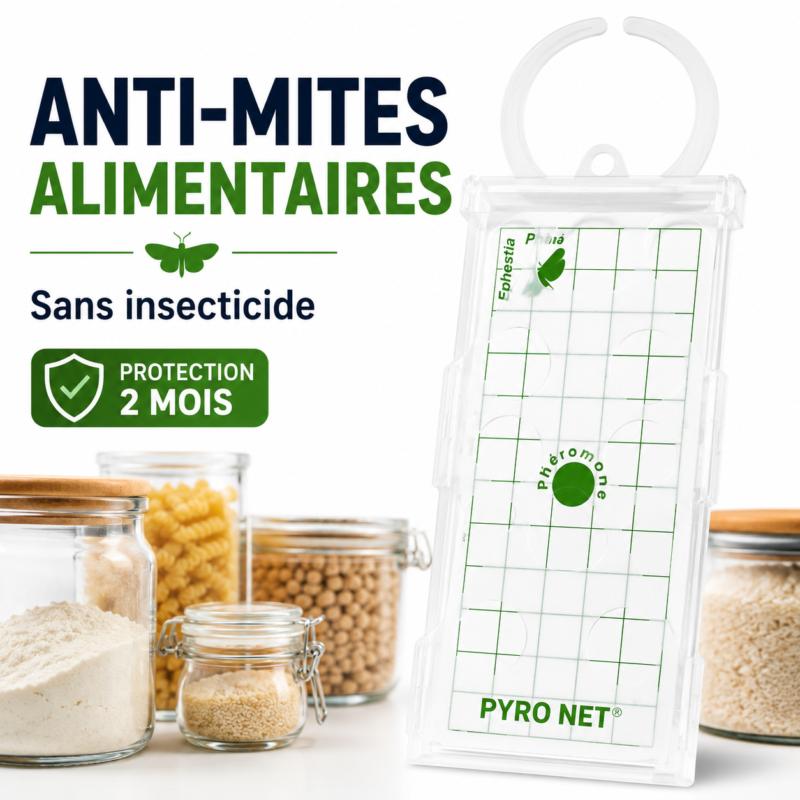 Piège anti-mites alimentaires PYRO NET à phéromone pour protéger les denrées alimentaires sans insecticide pendant 2 mois