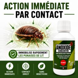 Action immédiate par contact du neutraliseur ANOXIDE contre les punaises de lit