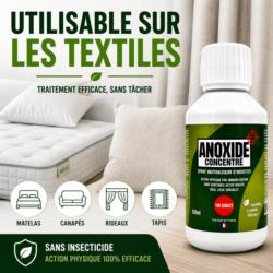 ANOXIDE concentré utilisable sur les textiles sans tacher matelas canapés rideaux et tapis