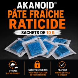 Sachets de 10 g de pâte fraîche raticide AKANOID pour rats et souris