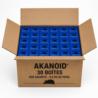 Carton ouvert de 30 boîtes AKANOID contenant 450 sachets de pâte raticide