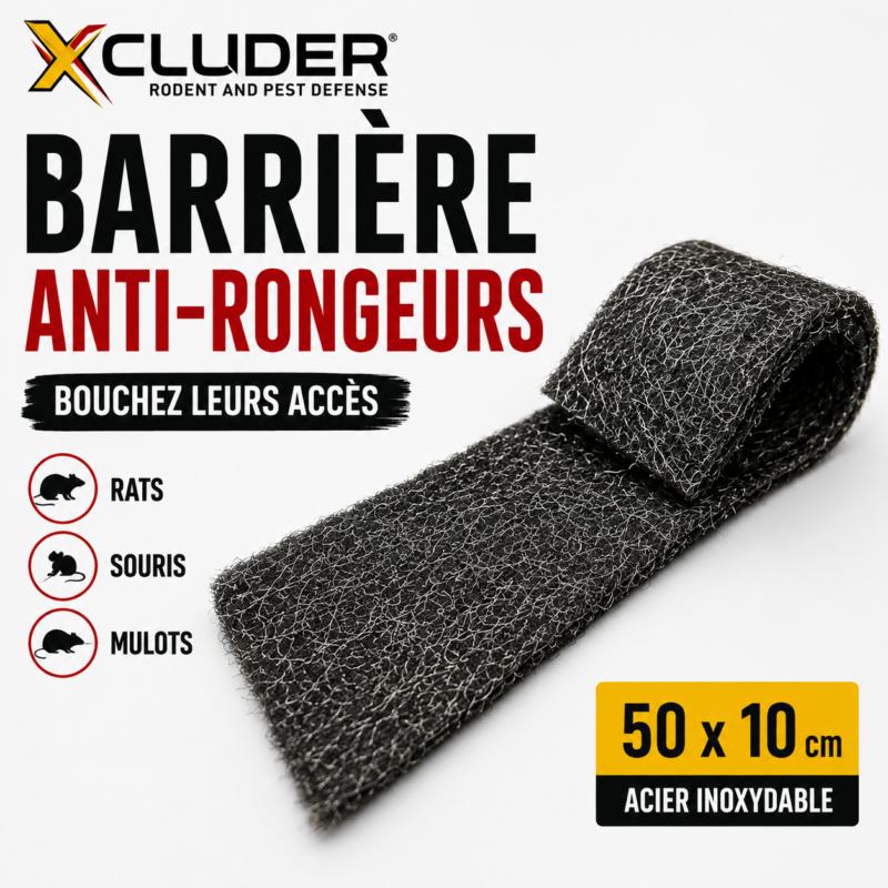 Barrière anti-rongeurs XCLUDER 50 x 10 cm en acier inoxydable contre rats, souris et mulots