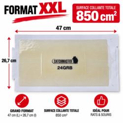 Dimensions de la plaque de glu XXL Catchmaster 24GRB : 47 x 26,7 cm et 850 cm² de surface adhésive