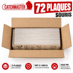 Carton ouvert Catchmaster 72TC contenant 72 plaques de glu pour souris