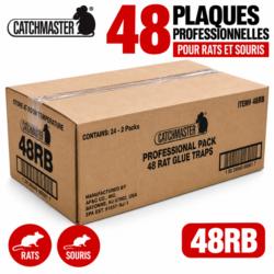 Carton professionnel Catchmaster 48R contenant 48 pièges à glu pour rats