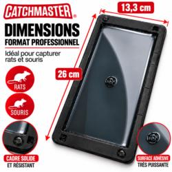 Dimensions du piège à glu Catchmaster 48R pour rats et souris : 25 x 12 cm