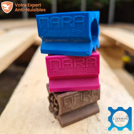 Appât Nara® Bloc : lot de 3 appâts aromatisés (vanille, viande, chocolat-noisette)