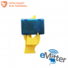 L'avertisseur sonore bleu "eMitter" est mis en place sur son adaptateur jaune "Banana