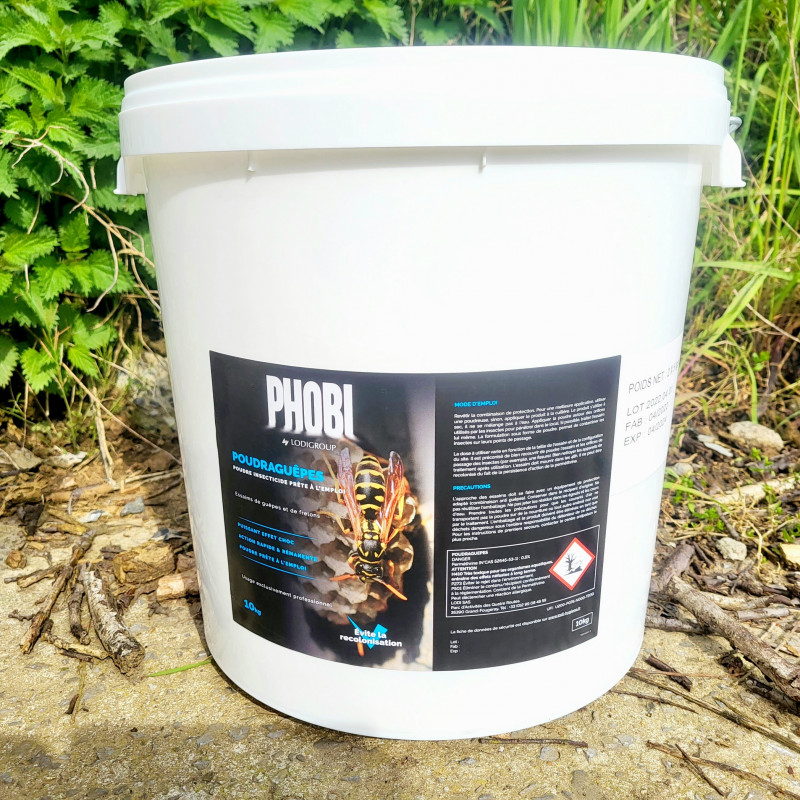 Seau de 10 kg de poudre Phobi insecticide, professionnelle contre les guêpes et frelons