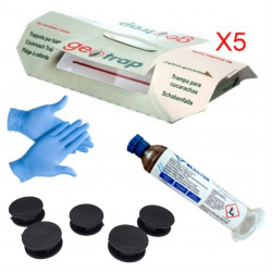 Pack anti cafards et blattes comportant le gel Blantor + 5 pièges à phéromones GEOTRAP + 1 paire de gants + 5 mini stations