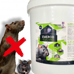 La poudre répulsive EMEROD éloigne tous rongeurs (rat, souris, fouine) grâce à ses agents mentholés naturels.