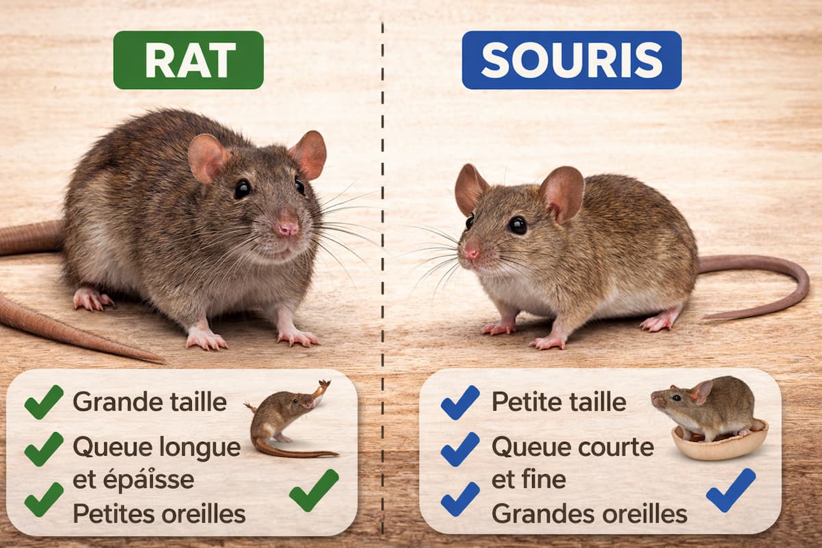 Éléments comparés pour différencier un rat d'une souris