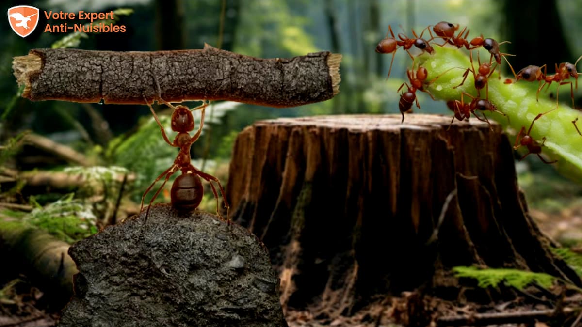 Transport d'objets naturels par des fourmis