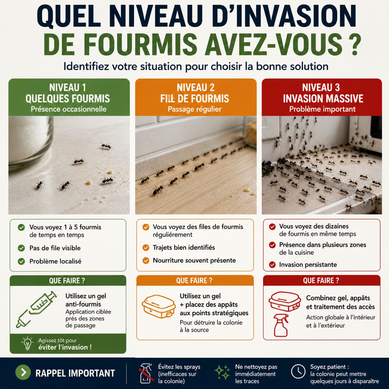 infographie quel niveau d'invasion de fourmis avez-vous dans votre cuisine