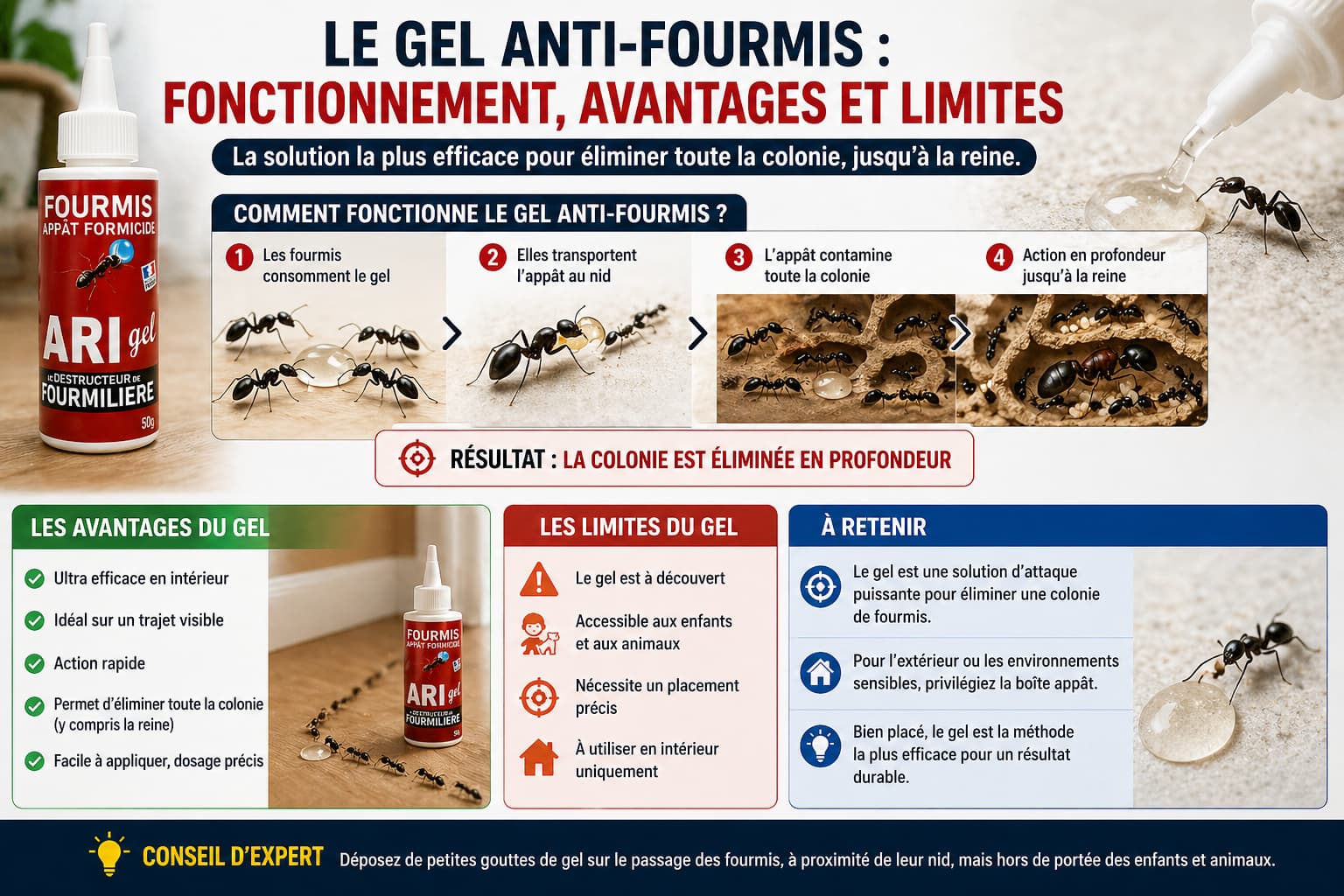 Gel anti fourmis : fonctionnement, avantages, limites