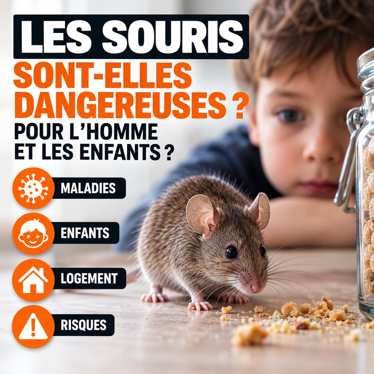 Souris dans un logement près d'un enfant : quels dangers pour l'homme et les enfants ?